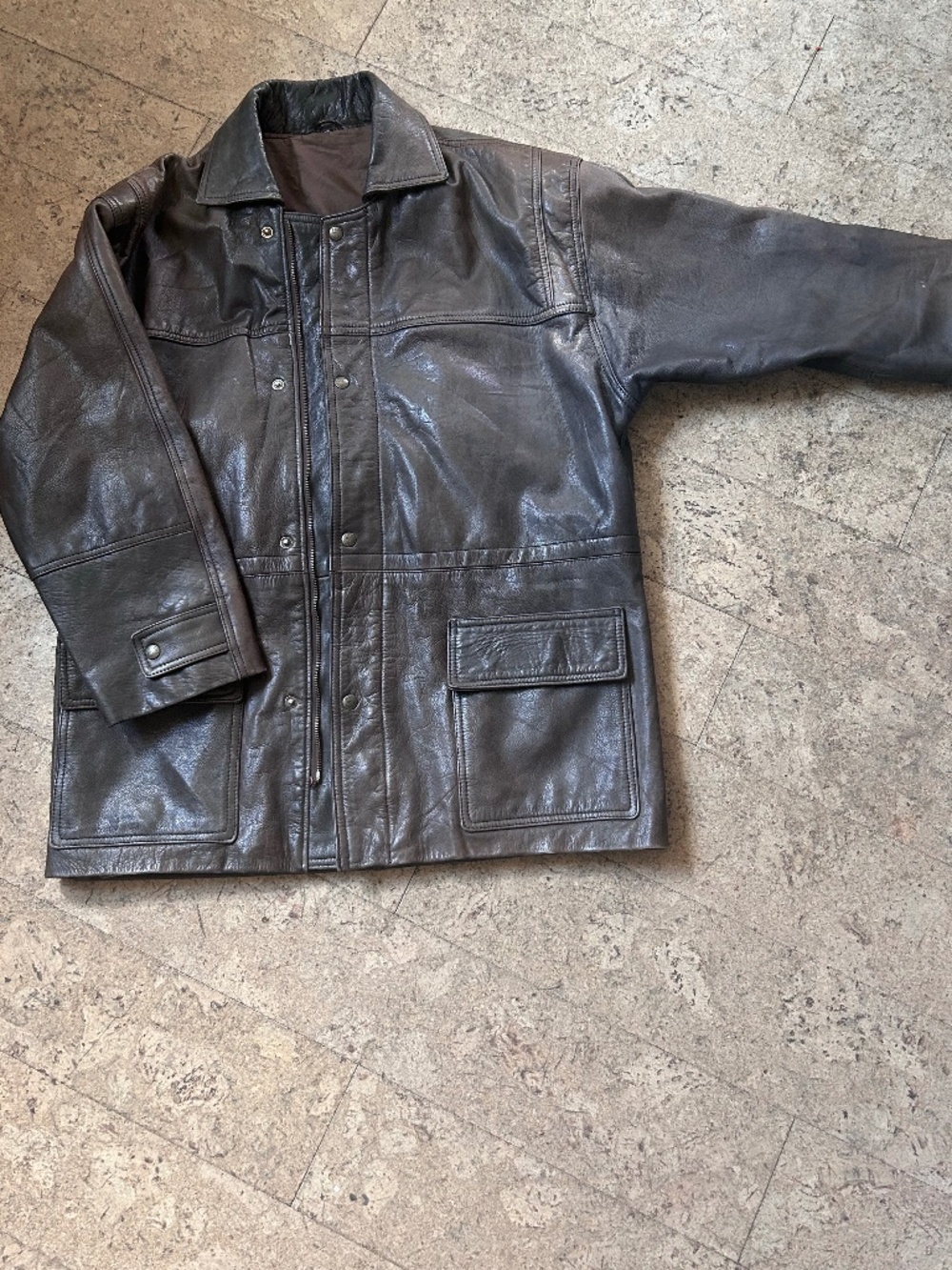 Vintage (est 1960s) Leather Car Coat